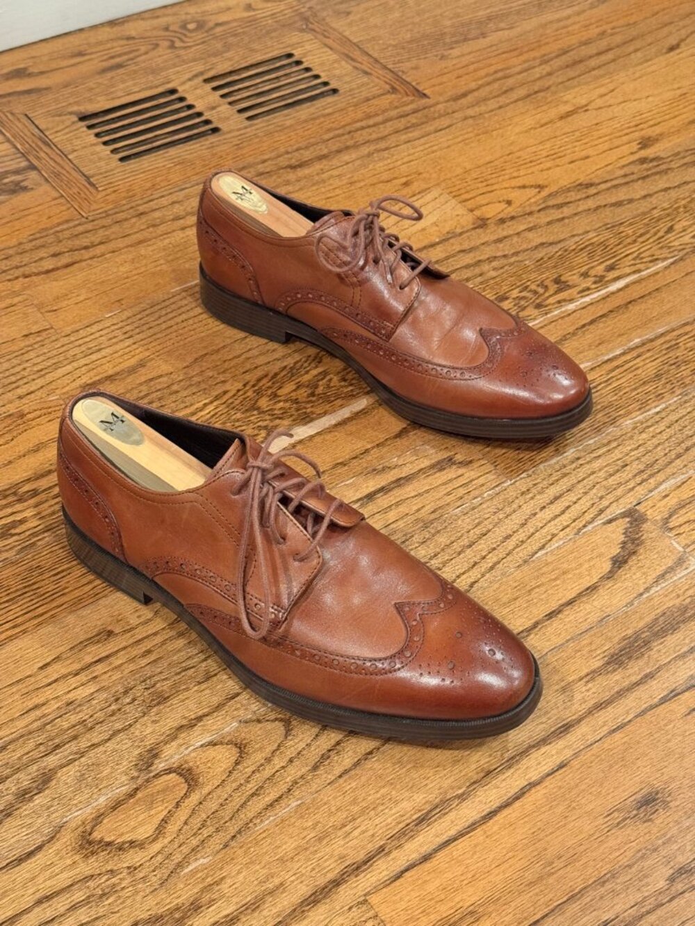 Cole Haan Grand.OS Wingtip Oxford Dress Shoes British Tan Mens 9 M